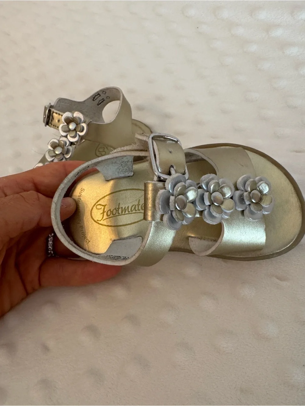 FootMates Gold Floral Buckle Toddler Sandals